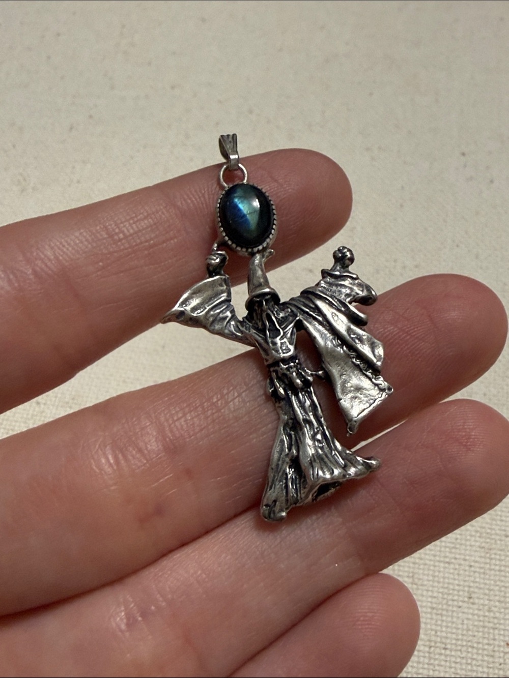 Sterling Silver Wizard Pendant with Dark labradorite Stone - Picture 7 of 10